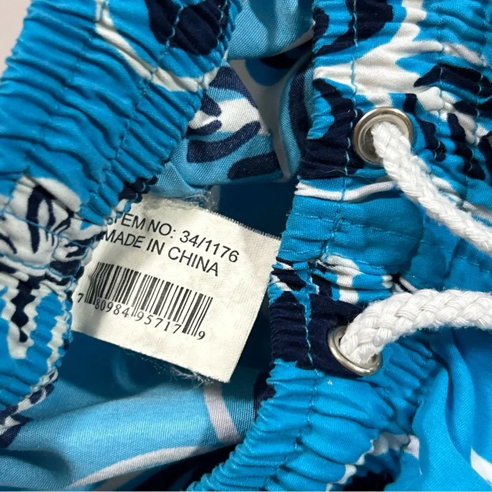 Men’s Blue tropical Print Swim Shorts Size Large